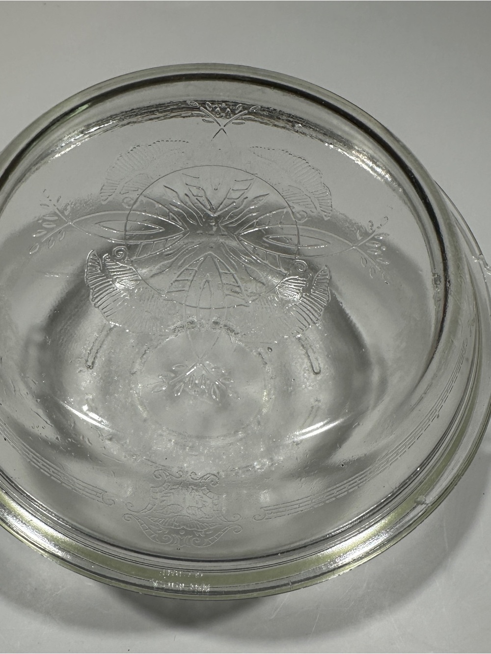 Vintage Glasbake 506 Filigree Etched Clear Glass Covered Casserole Dish